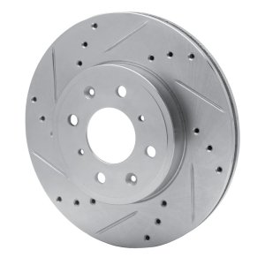 Honda Fit Brake Rotor (1) - Front Left - R1 Concepts - Drilled & Slotted - Silver - `15-`20